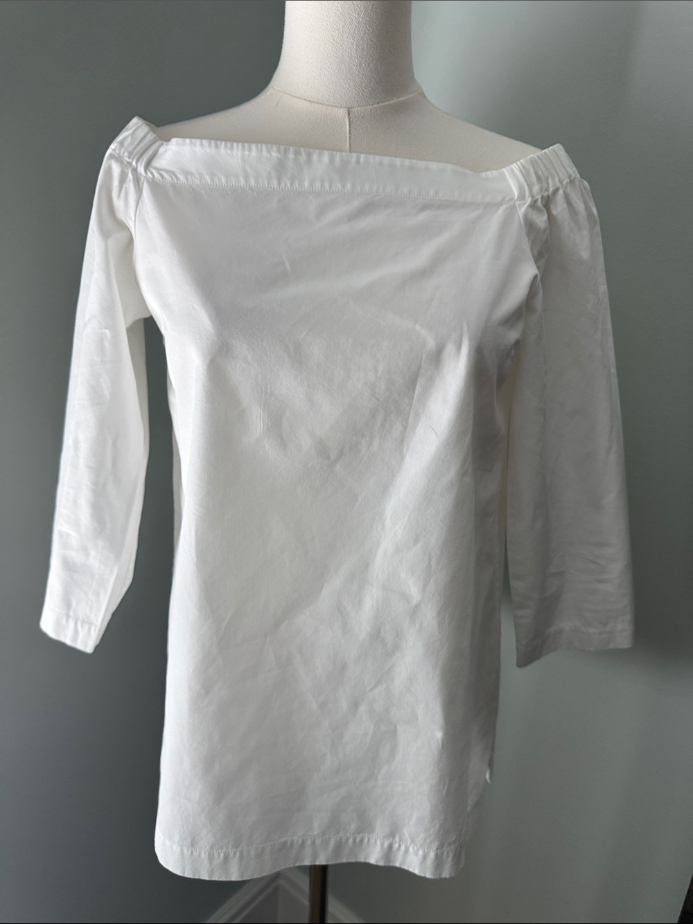 Theory White Off-Shoulder Cotton Tunic